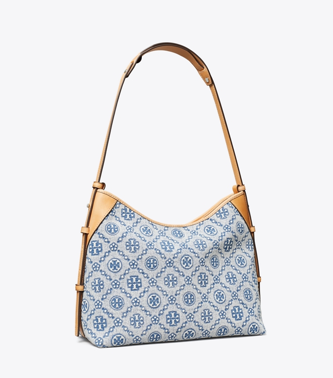 T Monogram Denim Messenger Bag