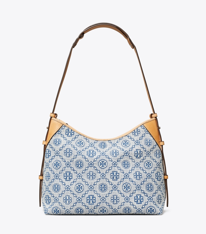 T Monogram Denim Messenger Bag