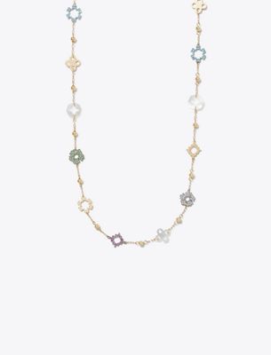  Long Forget Me Not Pavé Necklace