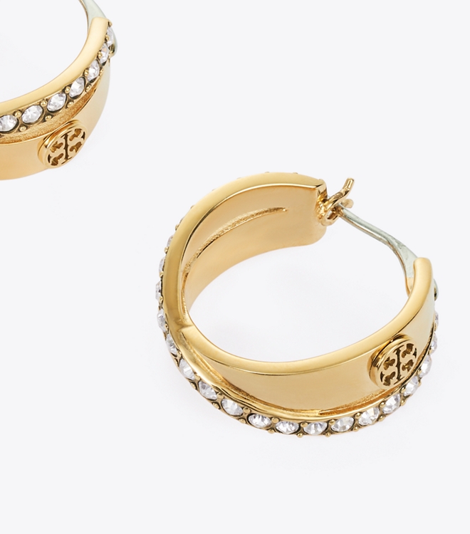 Icon Pav&eacute; Double Hoop Earring