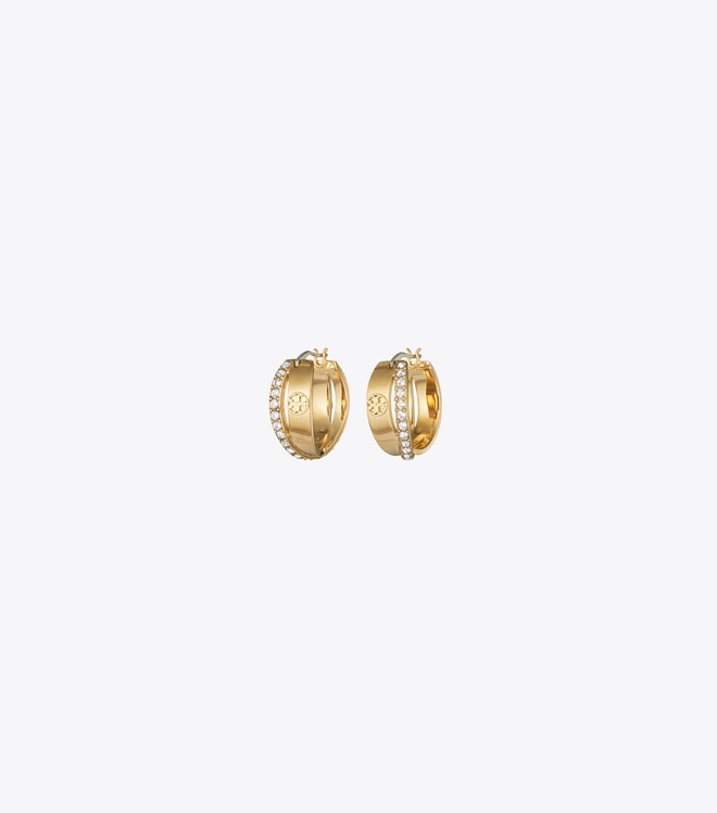 Icon Pav&eacute; Double Hoop Earring