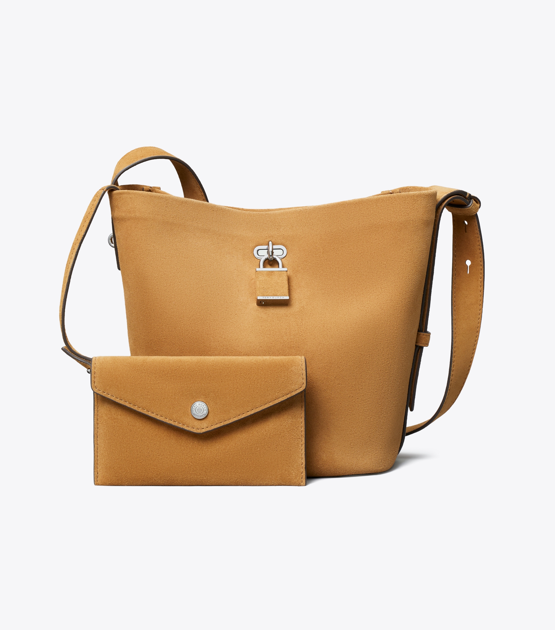 Medium Lock Suede Slim Bucket Bag image number 6