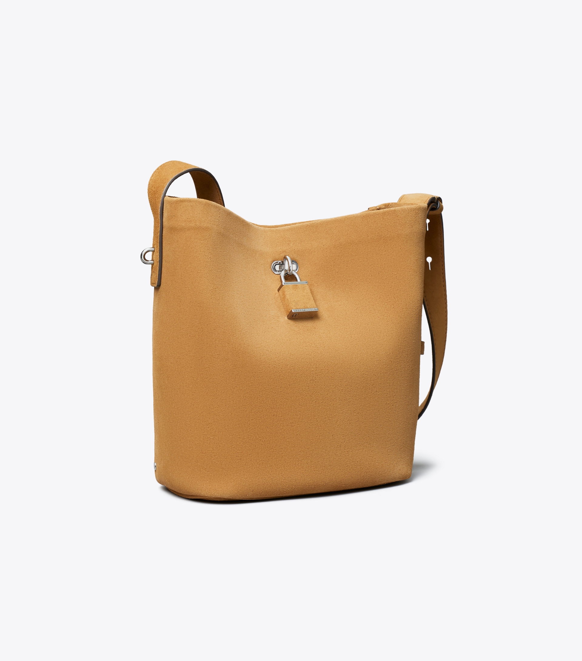 Medium Lock Suede Slim Bucket Bag image number 3