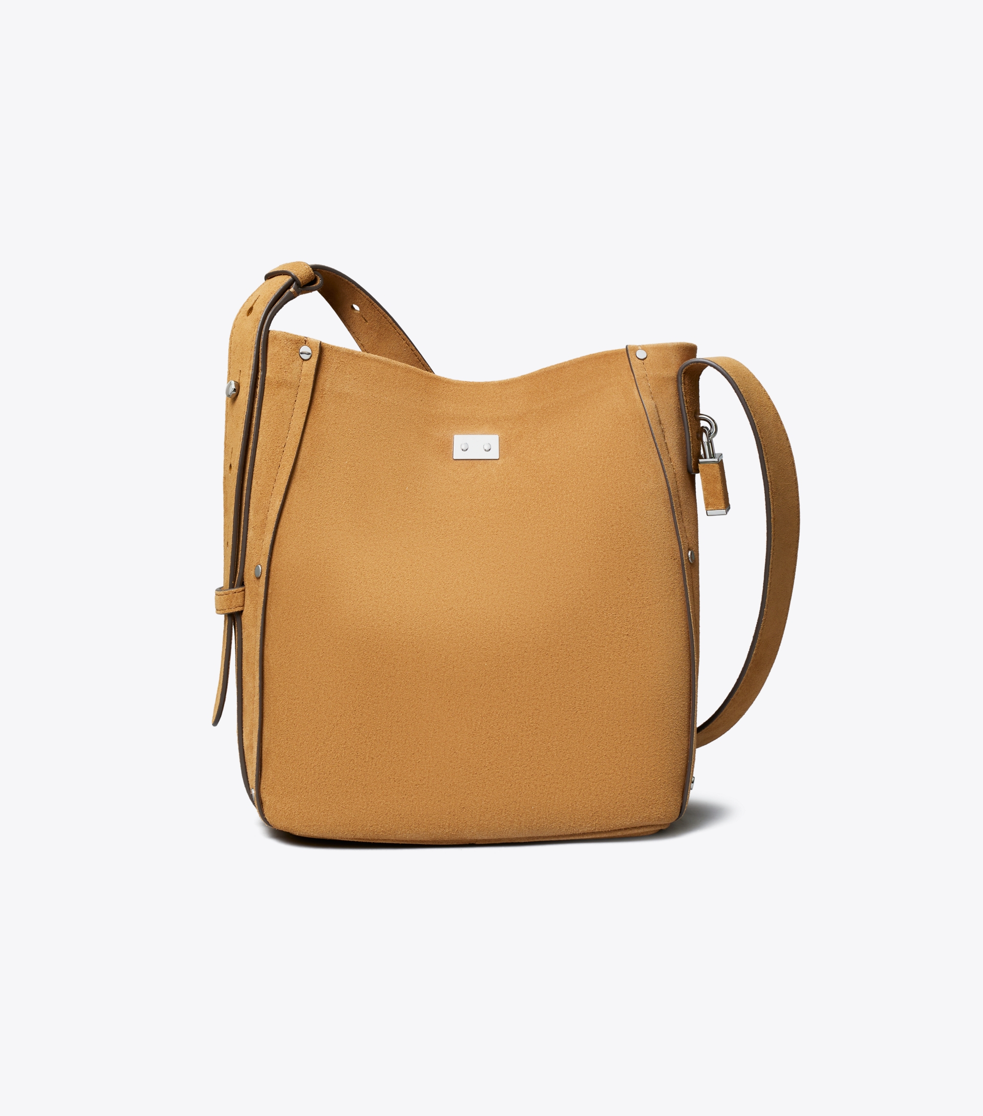 Medium Lock Suede Slim Bucket Bag image number 7