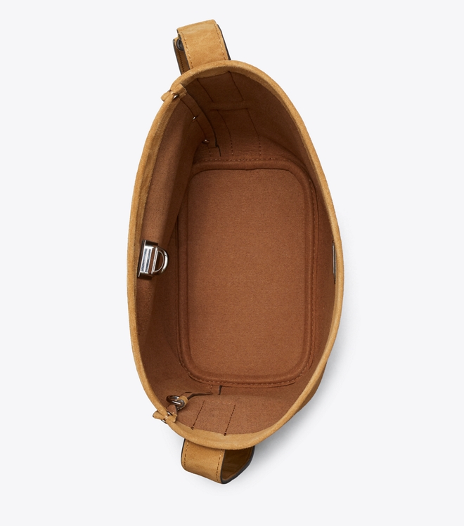 Medium Lock Suede Slim Bucket Bag