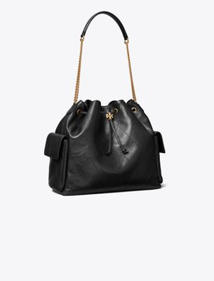  Large Charlie Quilted Drawstring Shoulder Bag