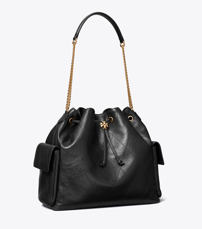 Large Charlie Quilted Drawstring Shoulder Bag