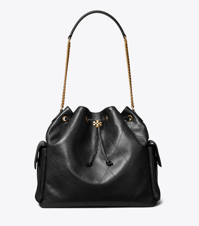 Large Charlie Quilted Drawstring Shoulder Bag
