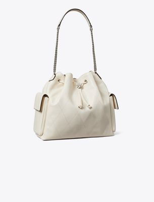  Large Charlie Quilted Drawstring Shoulder Bag
