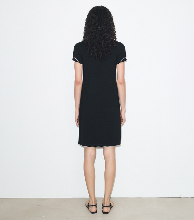 Wool Scalloped Polo Dress