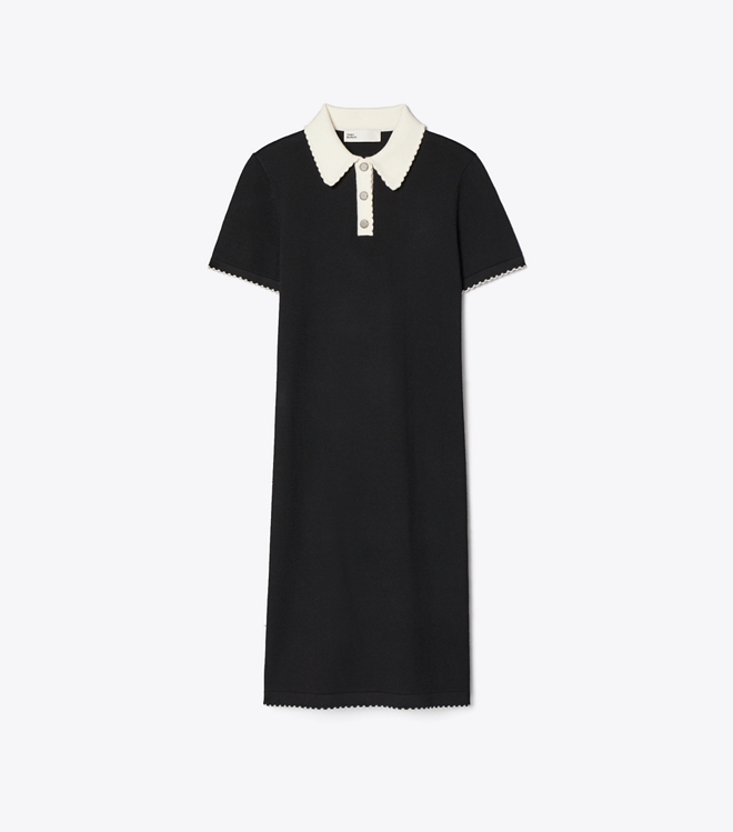 Wool Scalloped Polo Dress