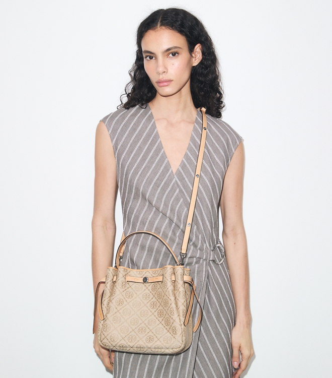 Romy T Monogram Bucket Bag