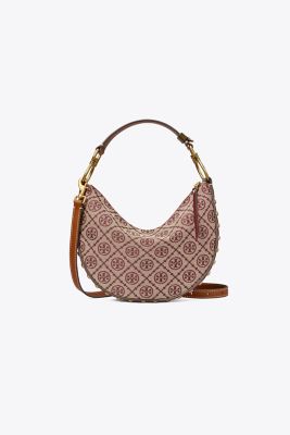 T Monogram Studded Mini Crescent Bag