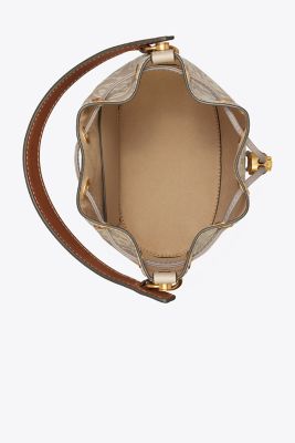 T Monogram Contrast Embossed Bucket Bag