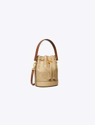 T Monogram Perforated Mini Bucket Bag Tory Burch