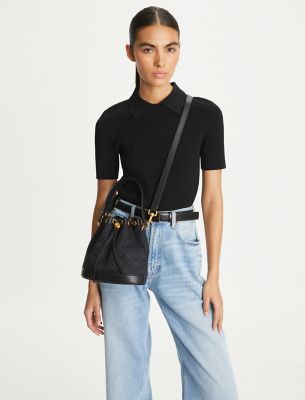 Tory burch t monogram bucket bag sale