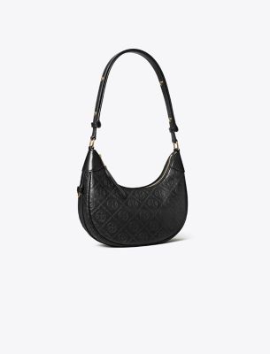  T Monogram Leather Crescent Bag