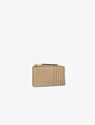  T Monogram Leather Zip Card Case