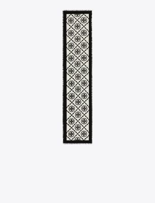  T Monogram Bordered Oblong Scarf