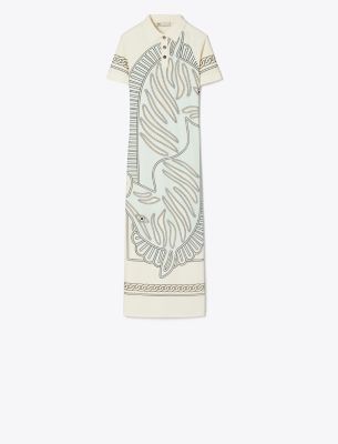  Printed Mesh Polo Dress