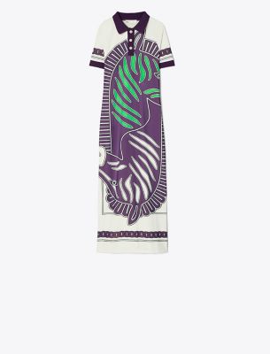  Printed Mesh Polo Dress