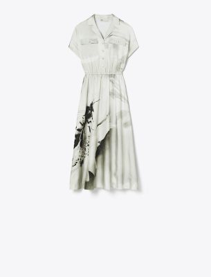  Printed Silk Twill Shirtdress