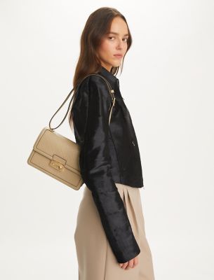 T Monogram Leather Shoulder Bag