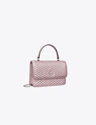 Fleming Soft Polished-Grain Zip Card Case - Slate | Tory Burch