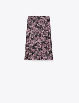  Printed Pleated Silk Skirt