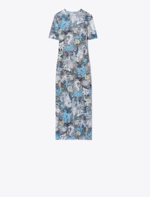  Printed Mesh T-Shirt Dress