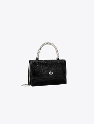  Mini Kira Crinkle Leather Top-Handle Chain Wallet