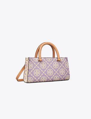  T Monogram Contrast Embossed Small Rectangular Tote