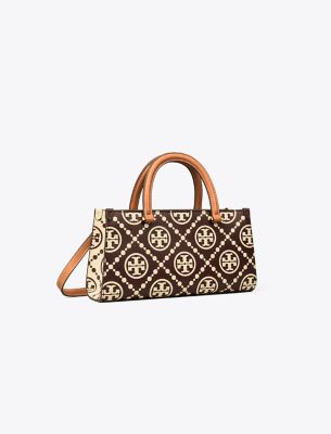  T Monogram Contrast Embossed Small Rectangular Tote