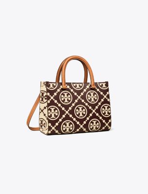  T Monogram Contrast Embossed Top-Handle Tote