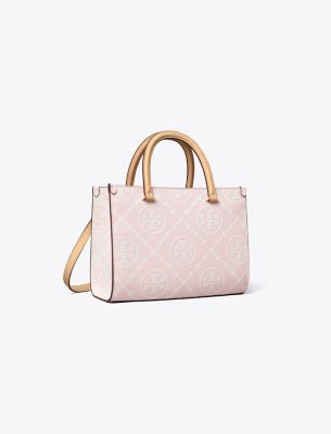  T Monogram Contrast Embossed Top-Handle Tote