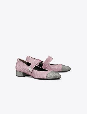  Cap-Toe Mary Jane Pavé Heeled Ballet, Wide