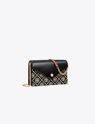  T Monogram Contrast Embossed Envelope Chain Wallet