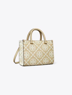  T Monogram Contrast Embossed Top-Handle Tote