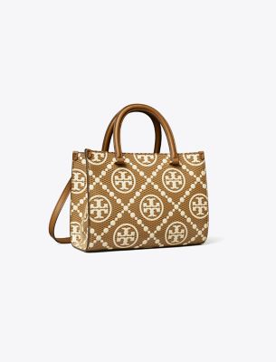  T Monogram Contrast Embossed Square Tote