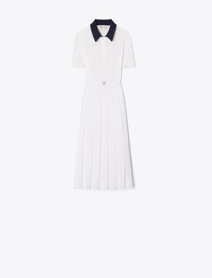  T Monogram Pointelle Pleated Dress