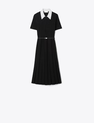  T Monogram Pointelle Pleated Dress