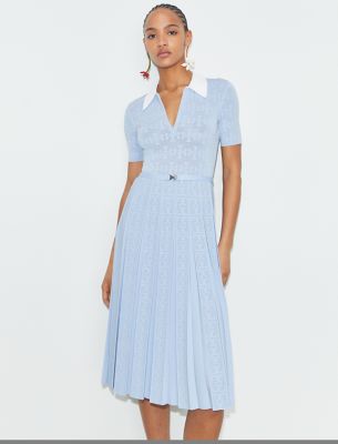 T Monogram Pointelle Pleated Dress | Tory Burch