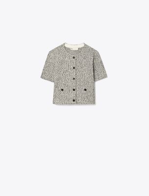  Cropped Tweed Cardigan