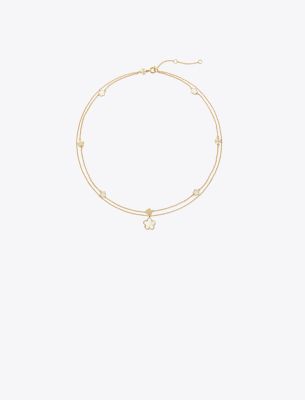  Forget Me Not Layered Pendant Necklace