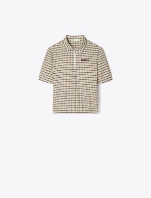  格紋半拉鍊Polo 衫
