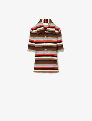  Viscose Striped Ribbed Polo