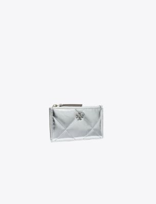  Kira Diamond Quilt Metallic Zip Card Case