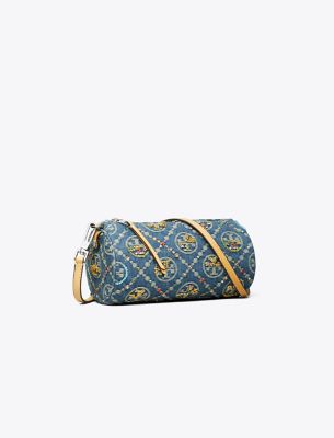  T Monogram Denim Embellished Cylinder Bag