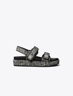 Tory Burch designer sandals Ines Multi-Strap Slide in CAMELLO angle