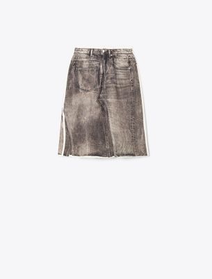  Overprinted Deconstructed Denim Skirt